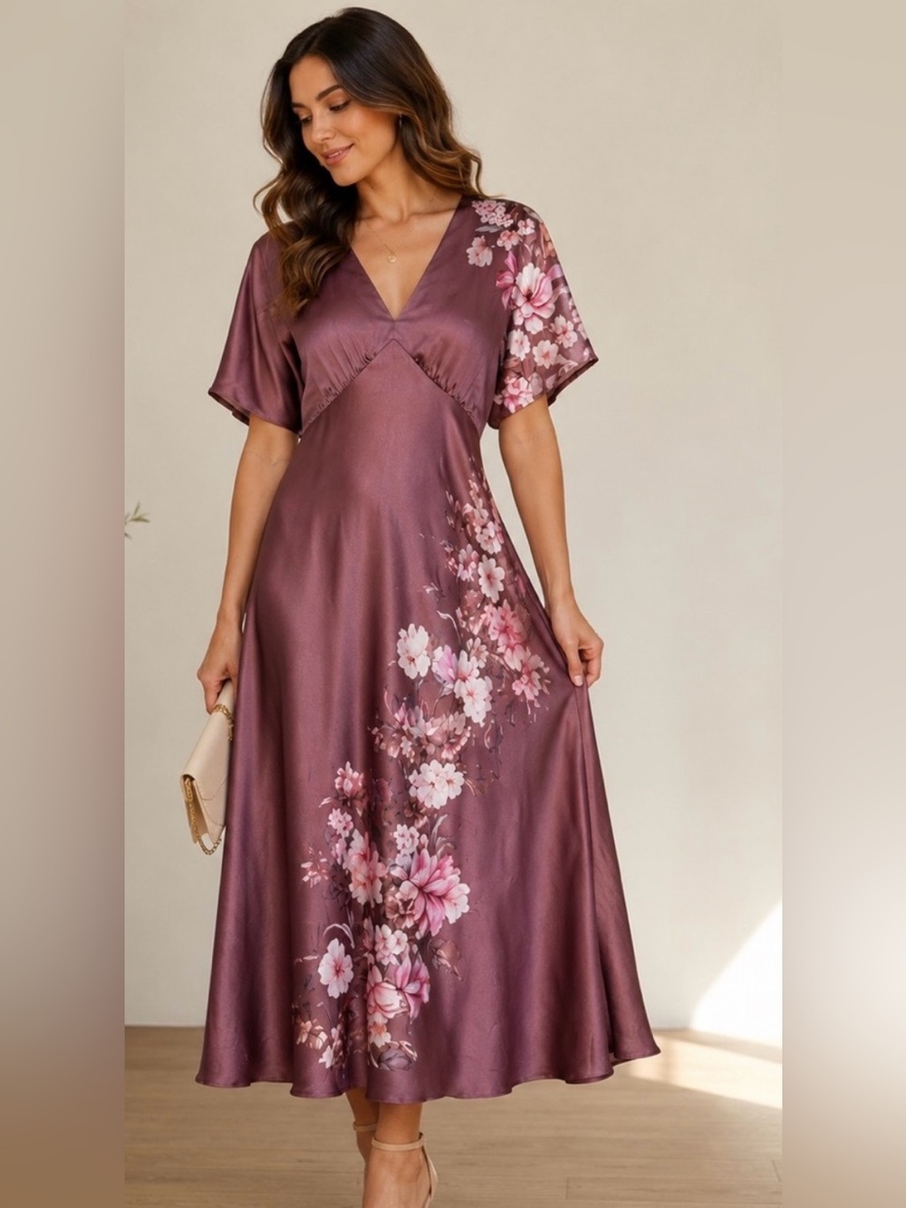 Joie Maive/Llum Floral Satin Midi Dress sz M NWT